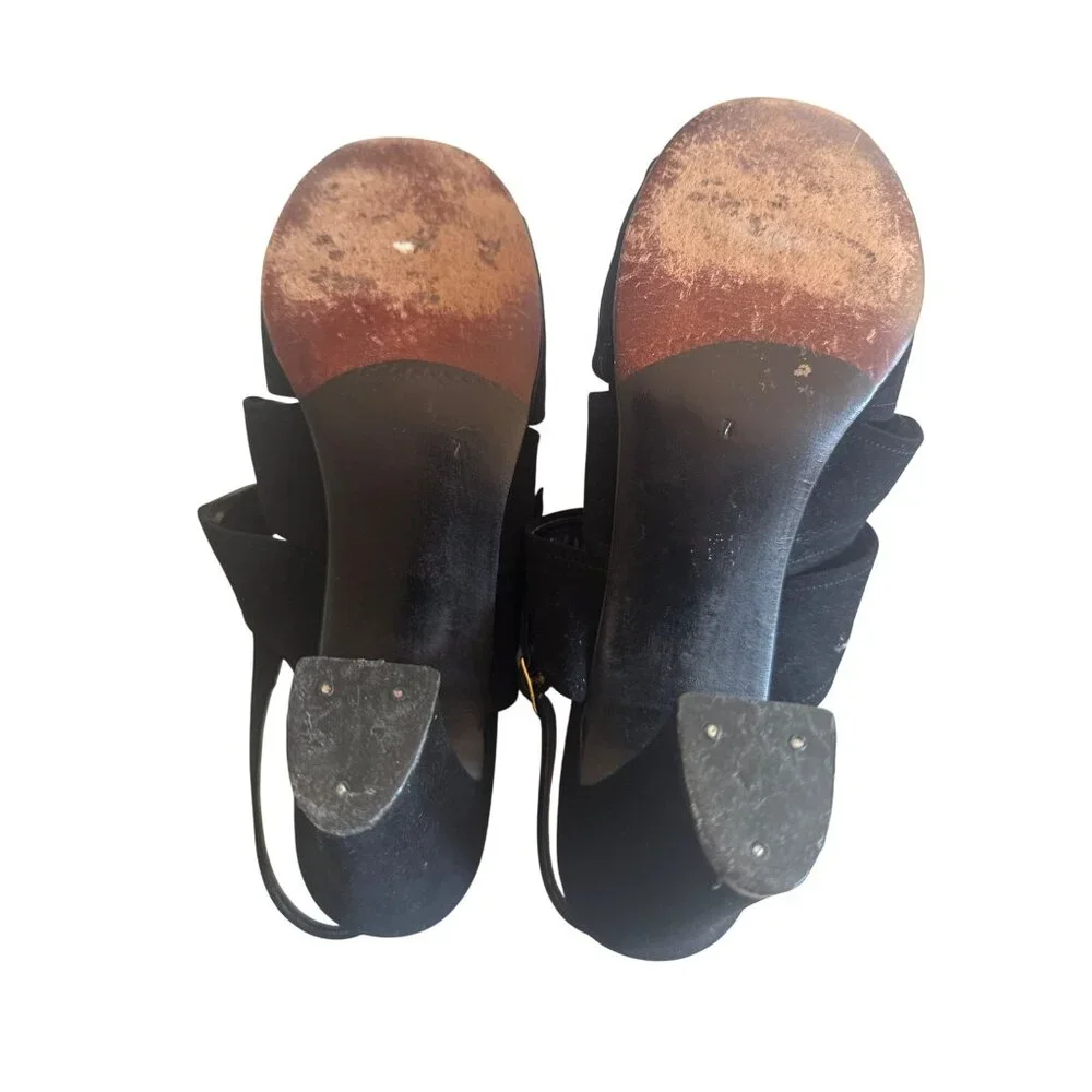 Vintage Martinique Black Suede Strappy Heels‎ Made In Spain Size 38